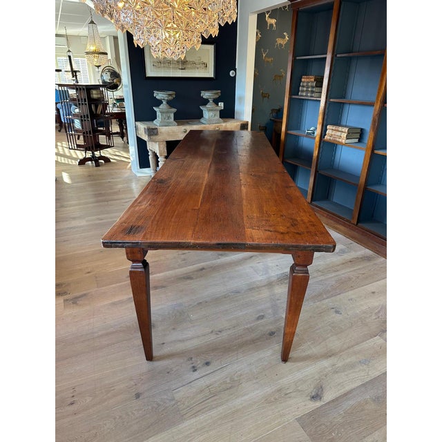 Wood Large Antique Colonial Farmhouse Table, 1890s For Sale - Image 7 of 11