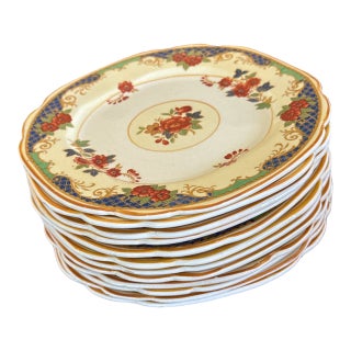 Antique Imari Floral Gilded Age Loeser's Brooklyn Cavendish Dessert Plates - Set of 12 For Sale