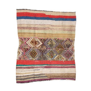 Mid 20th Century Vintage Turkish Kilim Rug-4′7″ × 5′3″ For Sale