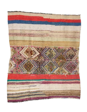 Mid 20th Century Vintage Turkish Kilim Rug-4′7″ × 5′3″
