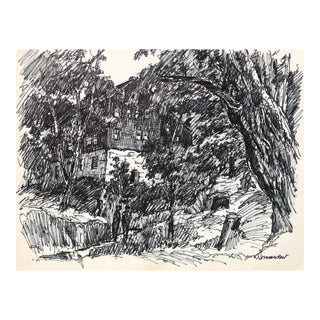 1950s Norman Kent Landscape Drawing For Sale