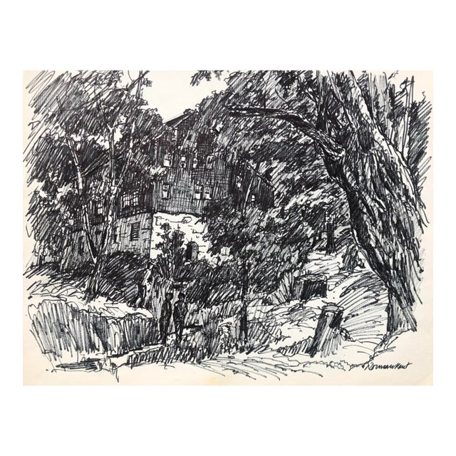 1950s Norman Kent Landscape Drawing For Sale