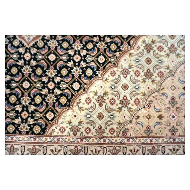 Black Vintage Sino-Persian Tabriz Mahi Wool 9x12 Black & Ivory Handmade Area Rug #1144253 For Sale - Image 8 of 10