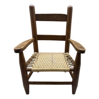 Vintage Primitive Child's Ladder-Back Armchair For Sale