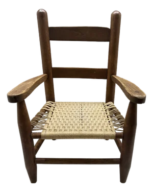 Vintage Primitive Child's Ladder-Back Armchair