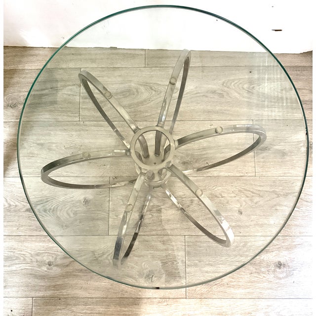 MCM Milo Baughman Style Sculptural Chrome & Glass Accent/End Table For Sale - Image 4 of 5