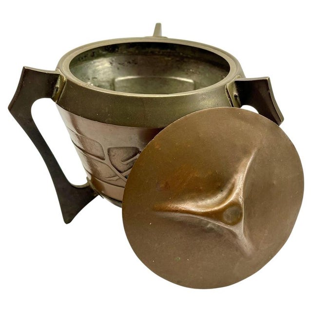 Superb Jugendstil copper and brass In style of the famous C.D.E Works of Carl Deffner of Esslingen, Germany. A piece red...