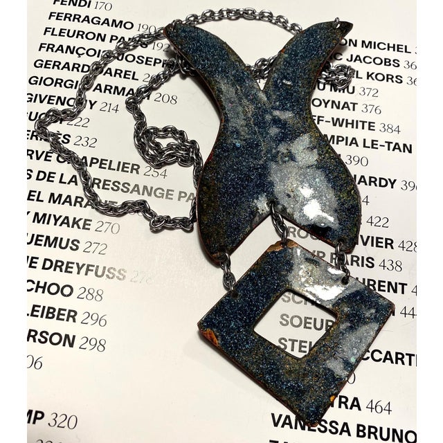 1970s Vintage Necklace Enamel Copper Statement Long For Sale In Los Angeles - Image 6 of 6