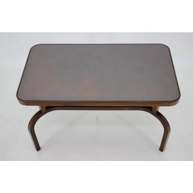 Coffee Table in Walnut with Glass Top, Czechoslovakia, 1930s For Sale - Image 3 of 12