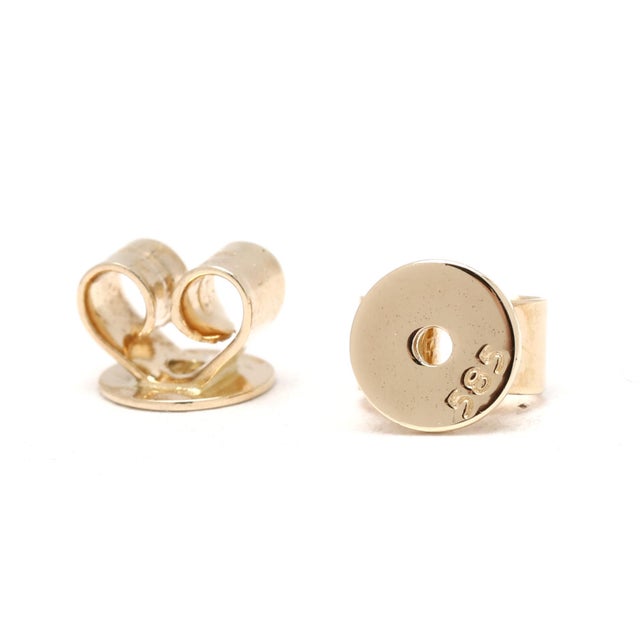 Dainty .06ctw Diamond Stud Earrings, 14k Yellow Gold, Width 2.5 Mm For Sale - Image 4 of 4