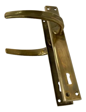 1950s Gio Ponti Style Italian Brass Door Pull Handle & Plate Italy