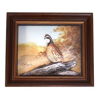Hand Painted Bob White Quail Composition Relief Sculpture & Landscape by Joseph Q. Whipple (Signed & Dated 10/84) For Sale