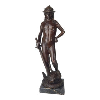 Late 19th Century Grand Tour Bronze Sculpture, Donatello's David on Marble Base For Sale