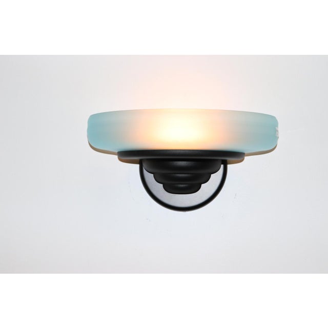 "Meta" Wall Lamp Murano Rose Glass, Satin Finish and Black Lacquered Metal Mounting. Designed By Gianni Rigo For Murano...