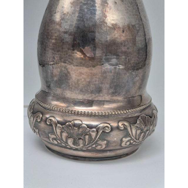 Danish Jugend Silver-Plated Table Lamp with Decor from Atla, 1920s For Sale - Image 4 of 10