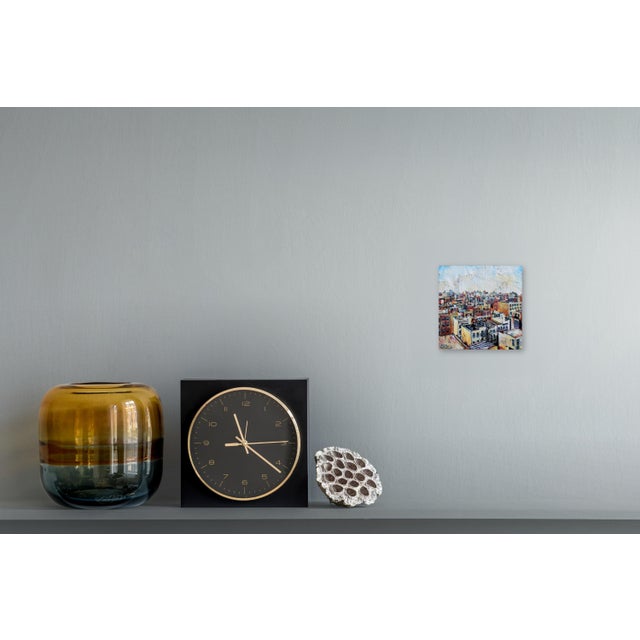White Classic Strategy Board Game by Josh George | Mixed Media Rooftop Cityscape For Sale - Image 8 of 8