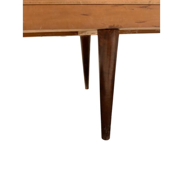 1950s Vintage Italian Wooden Chest of Drawers with Brass Handles, 1950s For Sale - Image 5 of 9