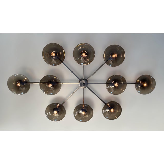 Not Yet Made - Made To Order 21st Century Dieci Satin Black Nickel Smoky Murano Flush Mount by Fabio LTD For Sale - Image 5 of 6