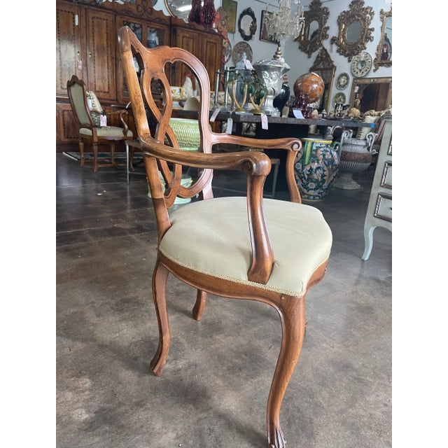 Traditional 1990s Classical Handcarved Armchair With a Walnut Open Back For Sale - Image 3 of 7
