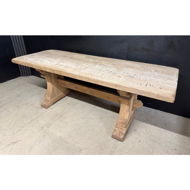 Vintage Farmhouse Dining Table in Bleached Oak, 1920 For Sale - Image 3 of 17