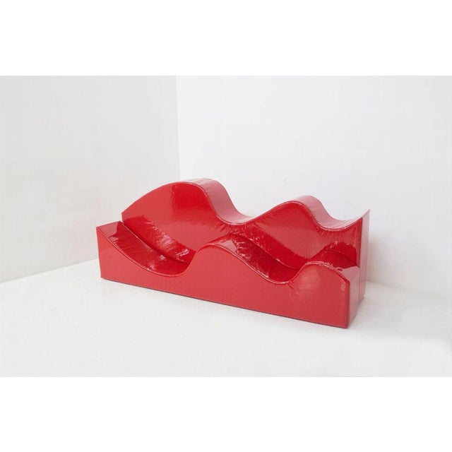 Space Age Red Vinyl Sofa Superonda from Archizoom, 1979 For Sale - Image 4 of 8