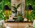 Pair of gorgeous vintage table lamps featuring a sculptural palm frond motif with a distressed gilt finish, set on a warm...