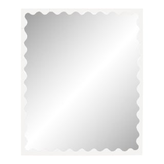 Scalloped White Rectangle Mirror For Sale