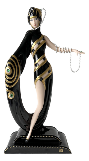 Pearls and Emeralds Fine Porcelain Figurine from House of Erté, 1990s