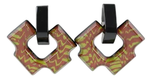 Kaso Oversized Lucite Clip Earrings Door Knocker Design - 2 Pieces