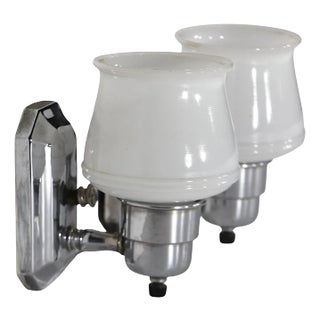 Pr. Mid Century Chrome and Glass BathroomSconces For Sale