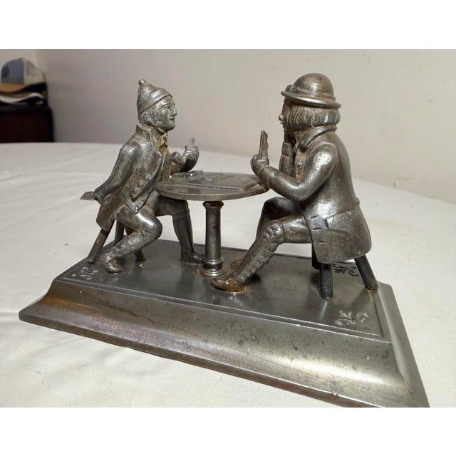 1920s Antique Cast Iron Figural Cheating Poker Card Player Statue Sculpture Figure For Sale - Image 5 of 11