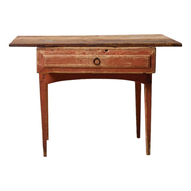 Antique Swedish Folk Art Side Table with Drawer, Late 1700s For Sale