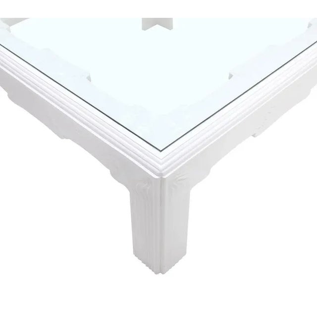 Modern Wave Pattern Carving White Lacquer Coffee Table For Sale - Image 9 of 10
