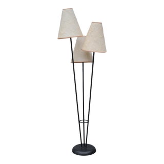1950s MCM Atomic Black Metal Three Cones Floor Lamp For Sale
