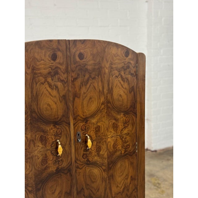 1980s Compact Art Deco Burl Armoire For Sale - Image 4 of 12