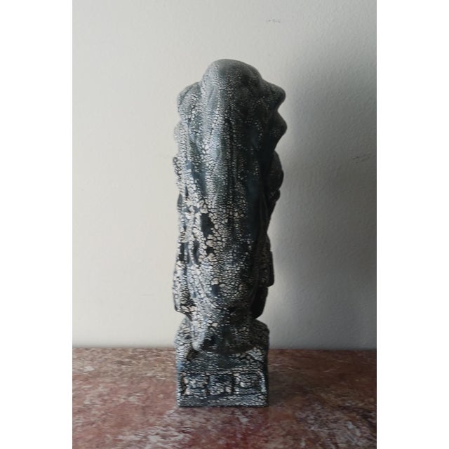 Late 20th Century Ancient Hawaiian Warrior Chief Vintage Ceramic Sculpture For Sale - Image 4 of 11