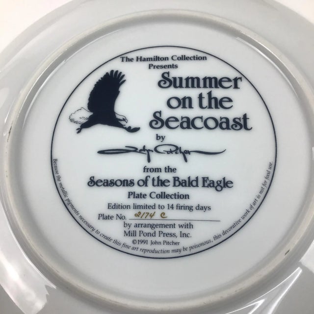 American 1990s Collectible Porcelain Printed Bald Eagle Series Plate For Sale - Image 3 of 7