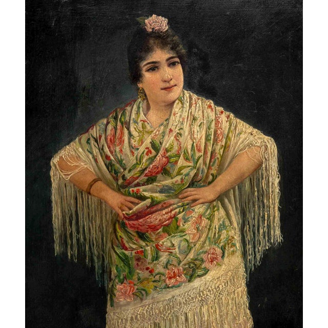 Portraiture Adolfo Aguila Acosta Portrait of a Woman Oil on Panel For Sale - Image 3 of 9
