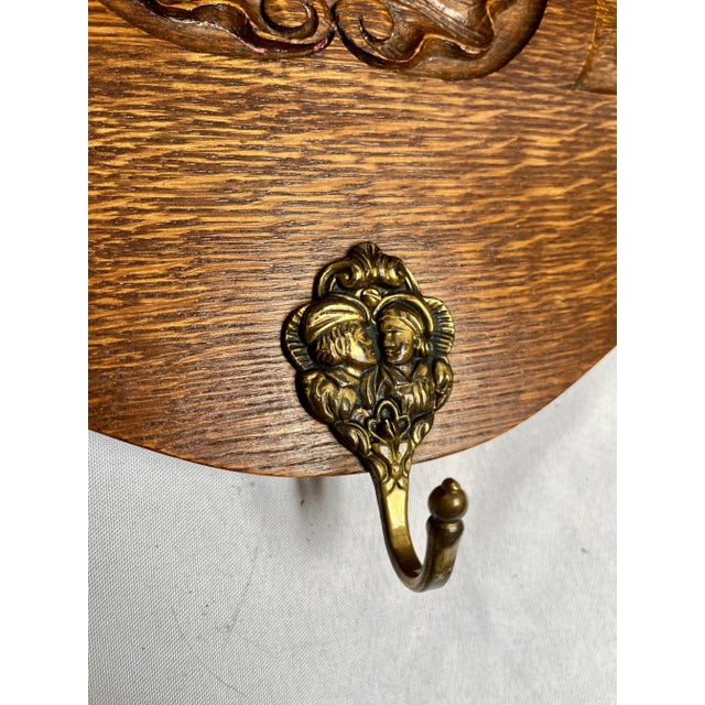 Mid 20th Century Carved Tiger Oak Coat Rack For Sale - Image 4 of 13