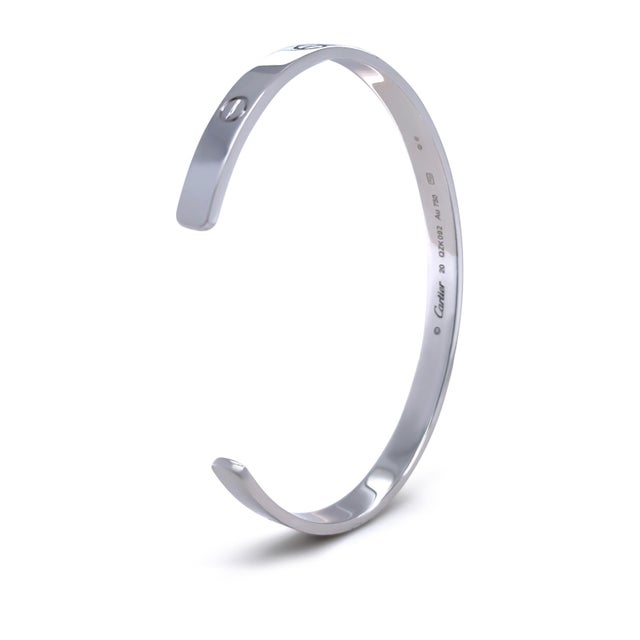 Cartier 18ct White Gold Love Cuff Bracelet 27.7g For Sale - Image 6 of 14