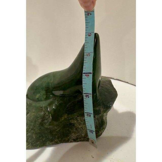 Pair 1980 Canadian Nephrite Jade Marine Sculptures, Signed S. Sandburg For Sale - Image 14 of 14