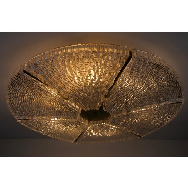 Metal Large Art Deco Metal and Glass Flush Mount, Germany, 1940s For Sale - Image 7 of 13