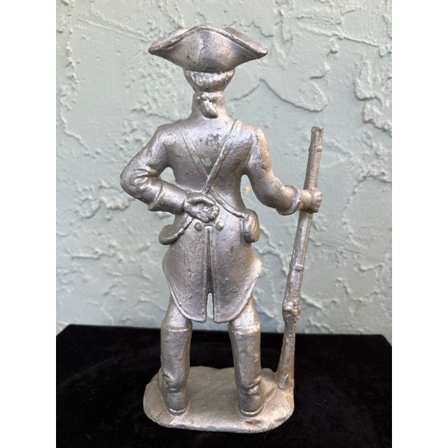 Antique Cast Metal Colonial Gentleman Sculpture With Staff, Circa Early 20th Century For Sale - Image 4 of 10