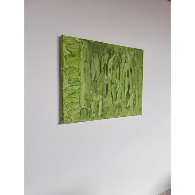 Contemporary Green Abstract Acrylic Painting 16x20 Inches – Modern Minimalist Wall Art on Canvas – Textured Contemporary Artwork for Living Room Décor For Sale - Image 3 of 6