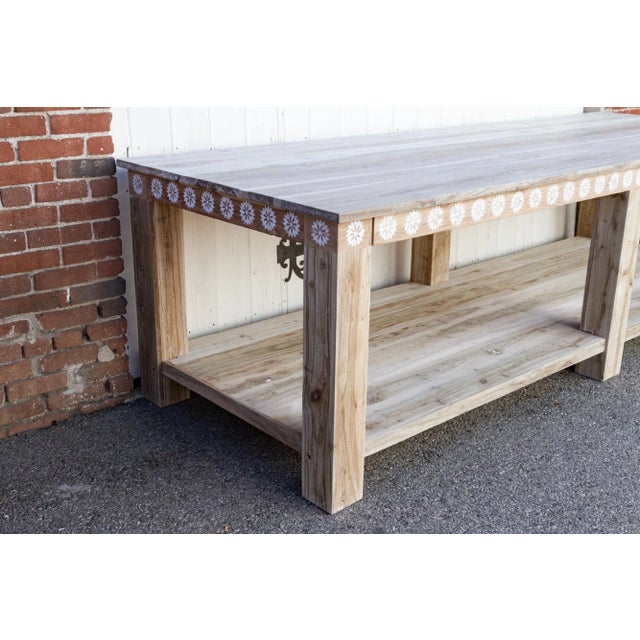 10ft Blossom Mother Pearl Inlay Display Table For Sale - Image 9 of 13