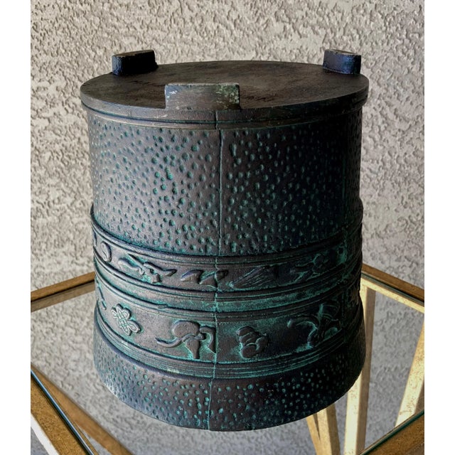 Circa 1960 Faux Bronze Cast Metal Nicely-Sized Footed & Lidded Ice Bucket For Sale - Image 10 of 13