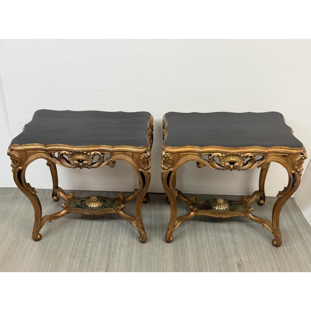 Rococo Antique Rococo Revival Giltwood Side Tables, Pair For Sale - Image 3 of 12