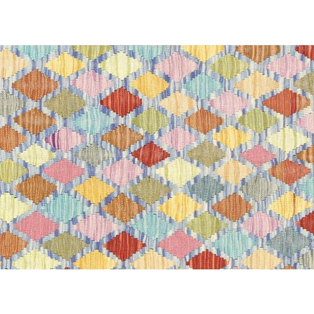 Contemporary Afghan Maimana Kilim. Hand woven with wool on wool foundation by the Maimana tribes of Northern Afghanistan....