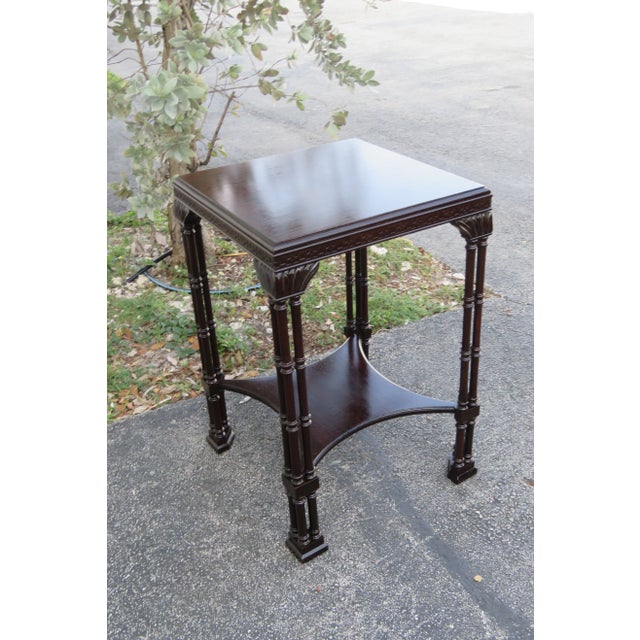 Chinese Chippendale Mahogany Square Side End Table With Shelf For Sale - Image 11 of 11