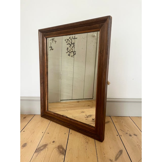 Brown Antique Rustic French Wall Mirror with Original Foxed Glass, 1890s For Sale - Image 8 of 12